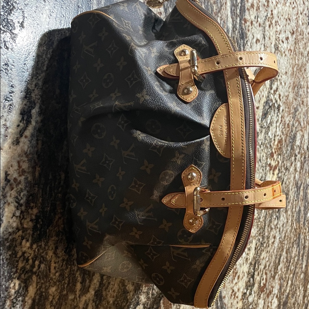 Louis Vuitton Monogram Black and Tan Duffel Bag